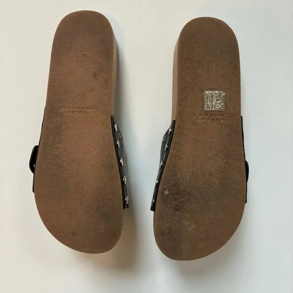 Isabel Marant Jaso Eyelet Leather Clog Slides Size 38 Black Studded Sand… - Picture 7 of 7